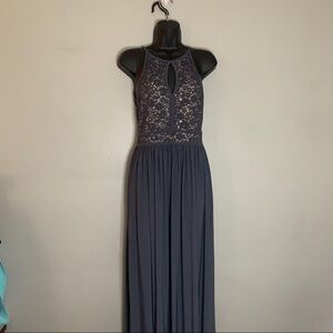 Night way Blue Formal Dress Sequin Lace Gown As Is
